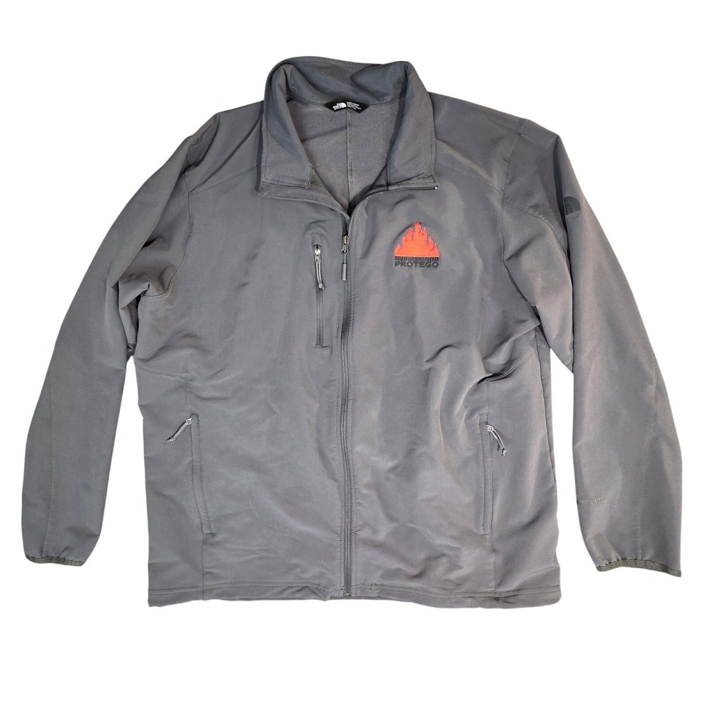 The North Face Mens XXL WindWall Softshell Jacket Grey Protego Full Zip Stretch